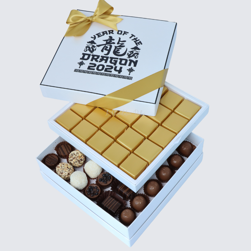 Chinese new year designed premium chocolate 2-layer hard box