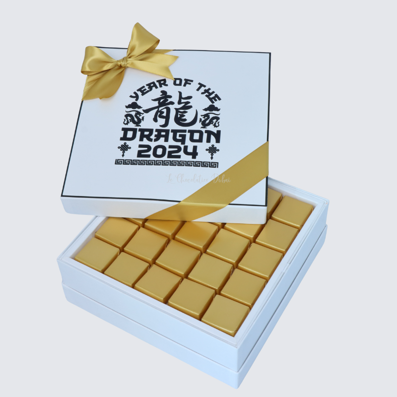 Chinese new year designed premium chocolate 25 pieces hard box