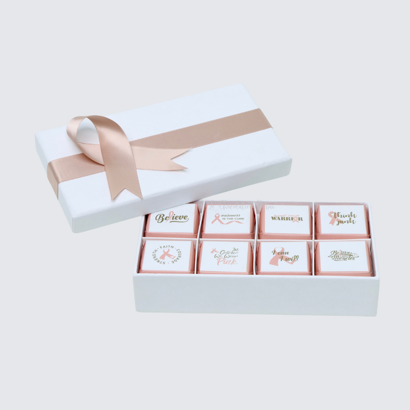 Set of 6 Breast cancer awareness designed premium chocolate 8 piece hard box