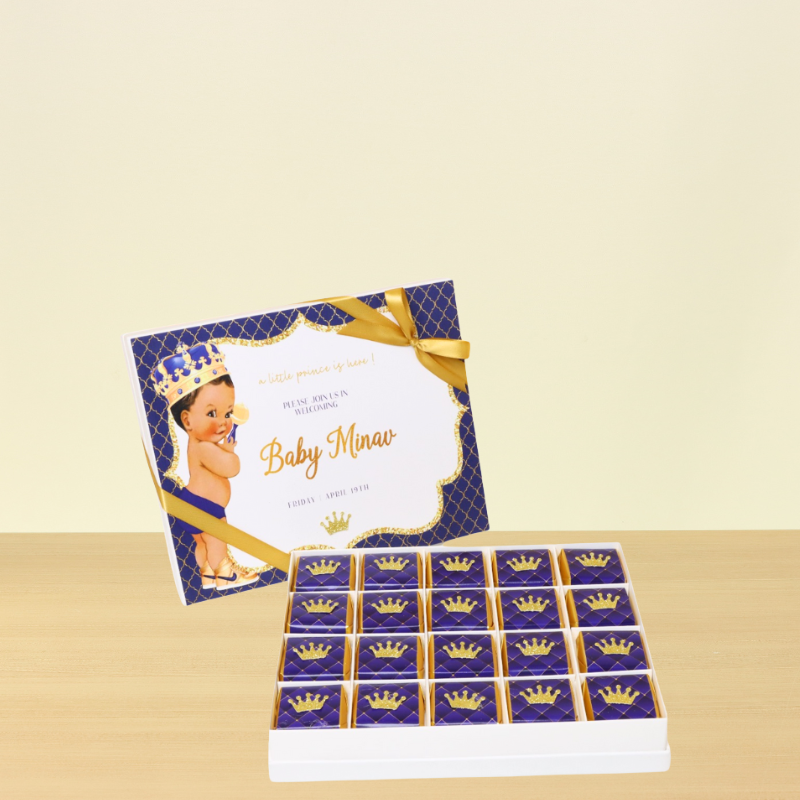 Baby boy prince personalized chocolate hard box
