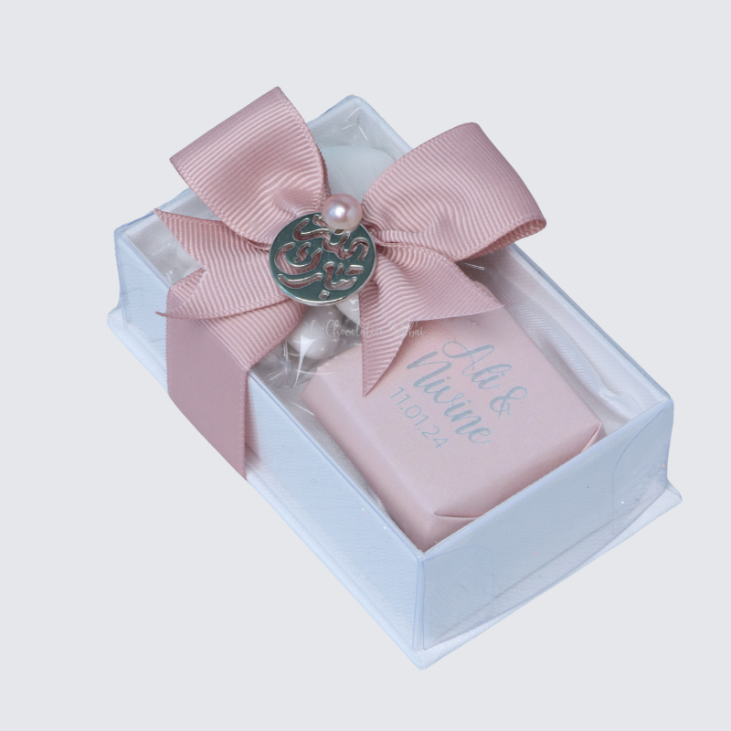Set of 20 Bridal personalized designed chocolate view top box