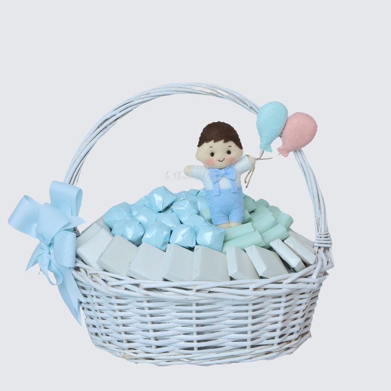 Baby boy decorated chocolate medium basket