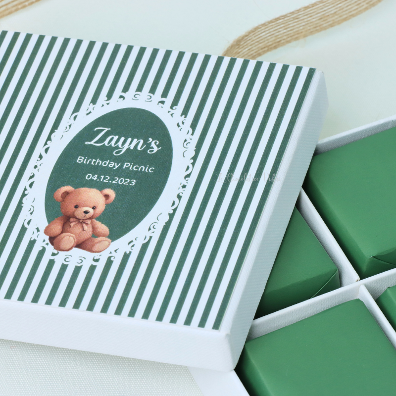 Set of 20 boxes baby boy teddy theme chocolate hard box