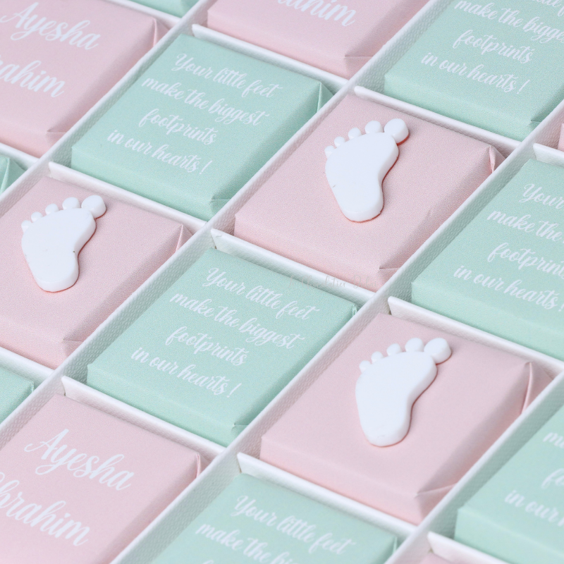 Acrylic baby feet personalized chocolate hard box