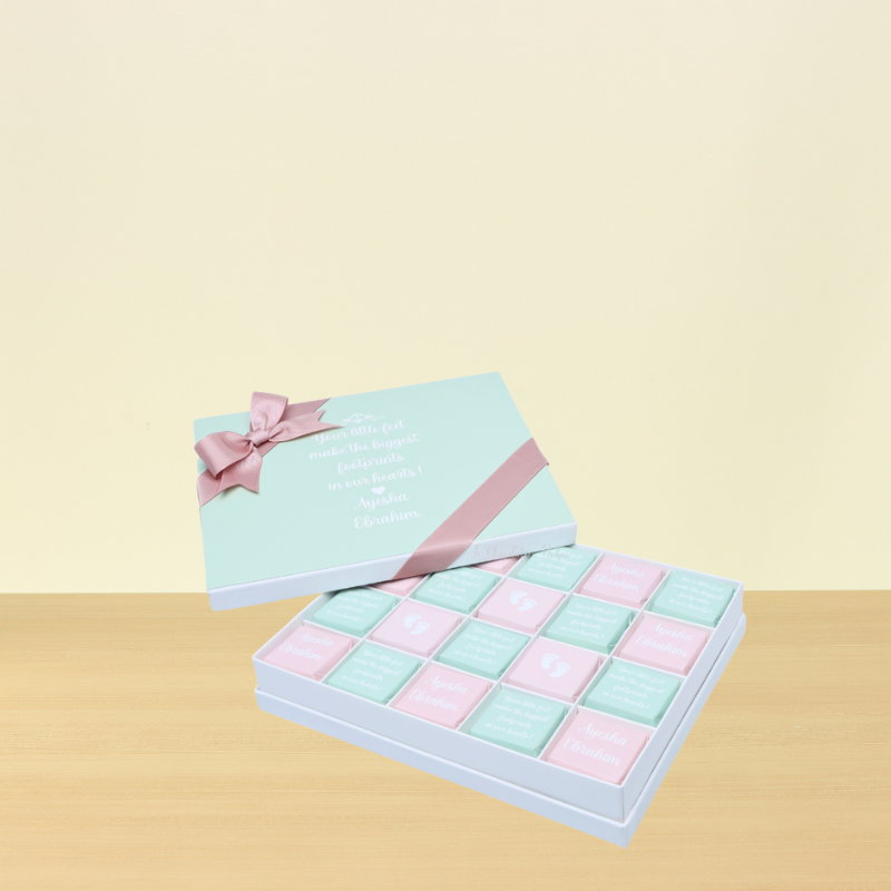 Acrylic baby feet personalized chocolate hard box