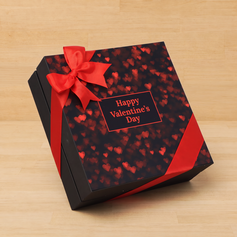 Happy Valentine's Day heart designed premium chocolate 2-layer hard box