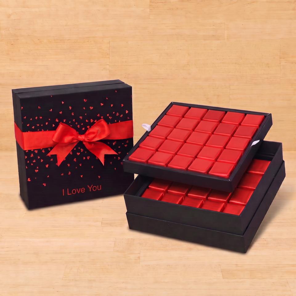 I love you tiny hearts designed 2-layer premium chocolate gift box