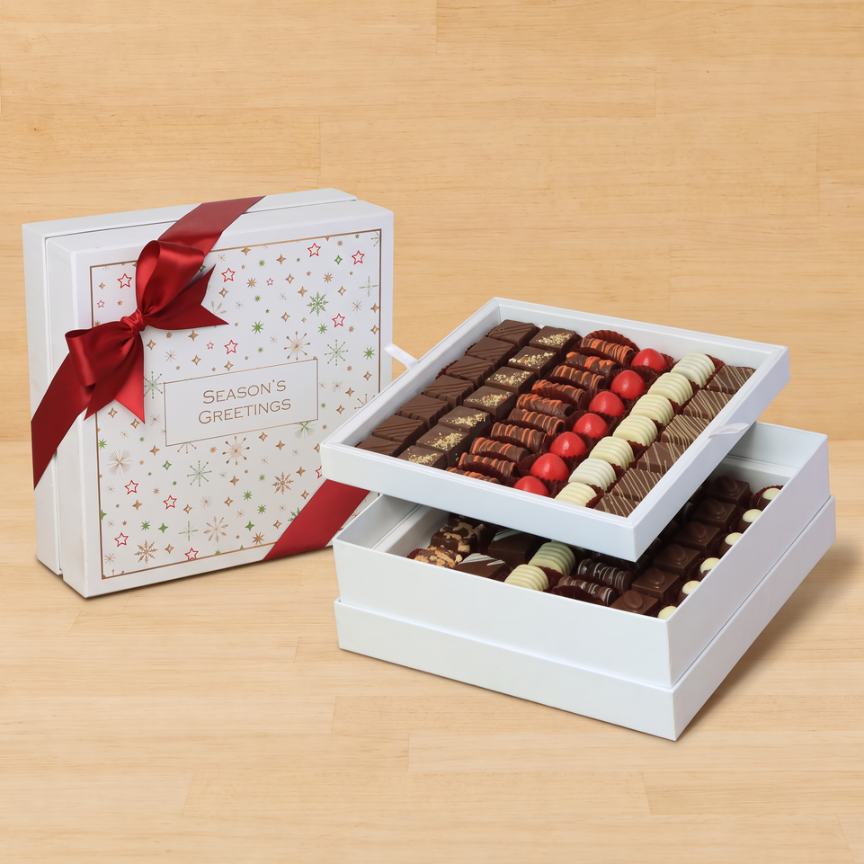 Premium Season's greetings Stars designed premium chocolate 2-layer hard box