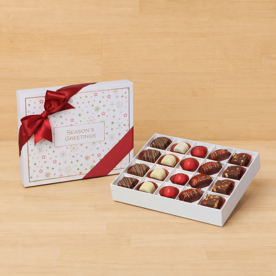 Premium Season's greetings Stars designed premium chocolate 20P hard box