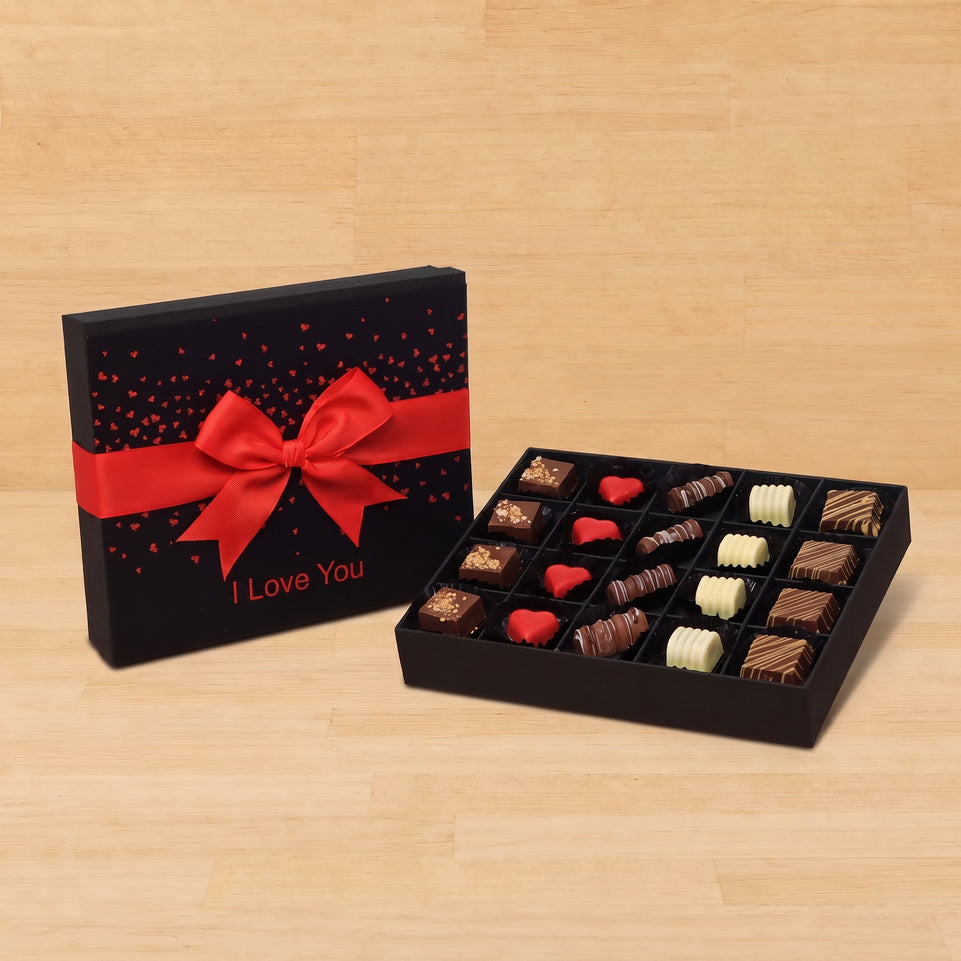 I Love You tiny hearts designed 20P premium chocolate gift box