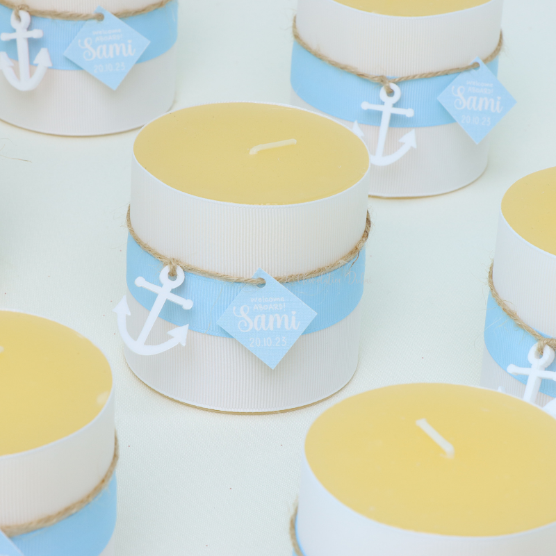Set of 20 Baby nautical theme acrylic decorated candle
