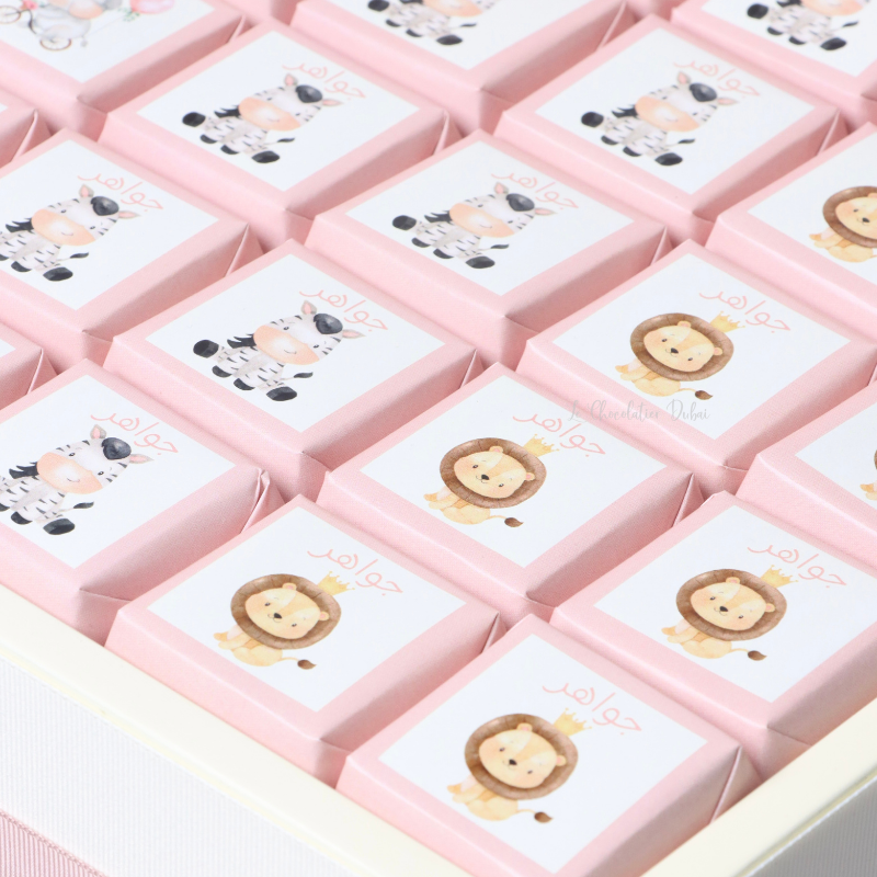 Baby girl personalized and decorated chocolate stand tray