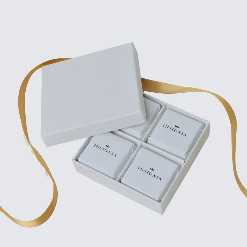 Corporate branded premium chocolate 4-piece hard box
