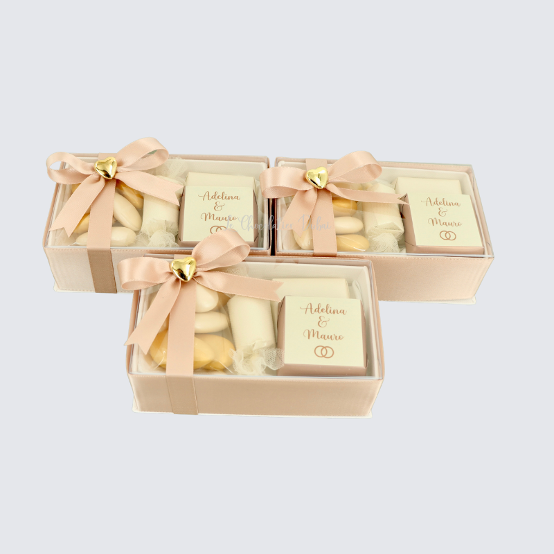 Set of 20 Wedding decorated chocolate & almond dragees box