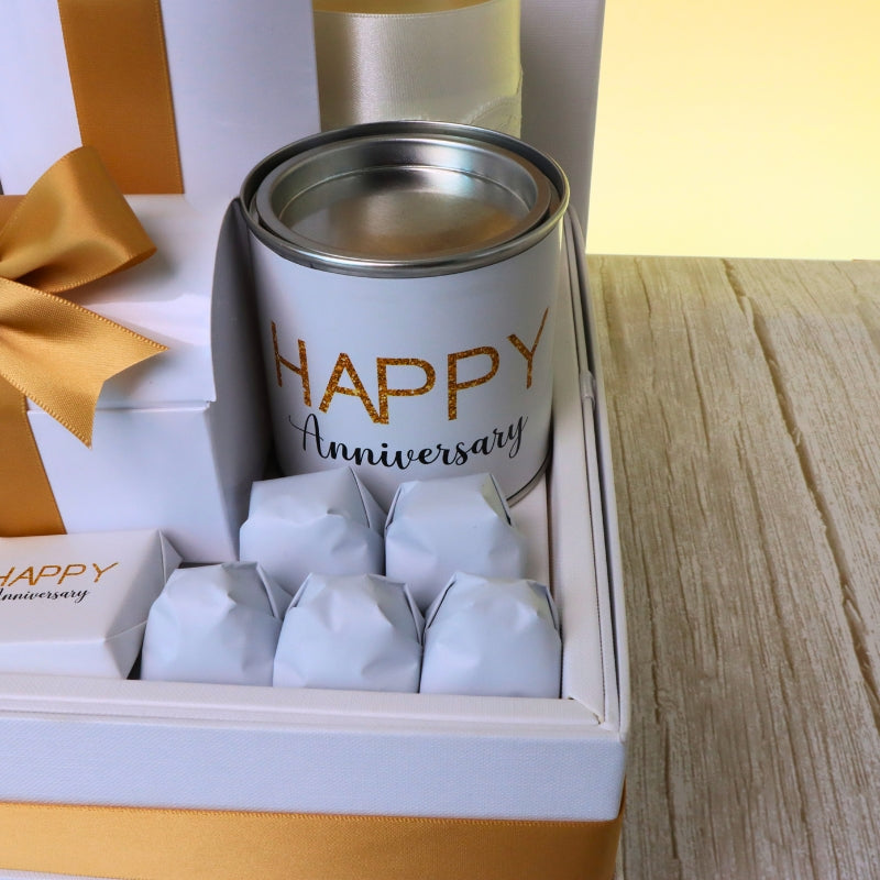Happy anniversary designed premium chocolate & sweets large hamper