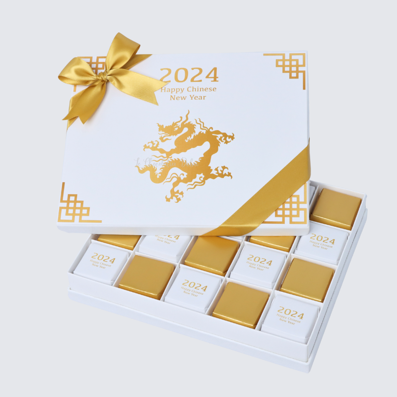 Chinese new year designed premium chocolate 20 piece hard box