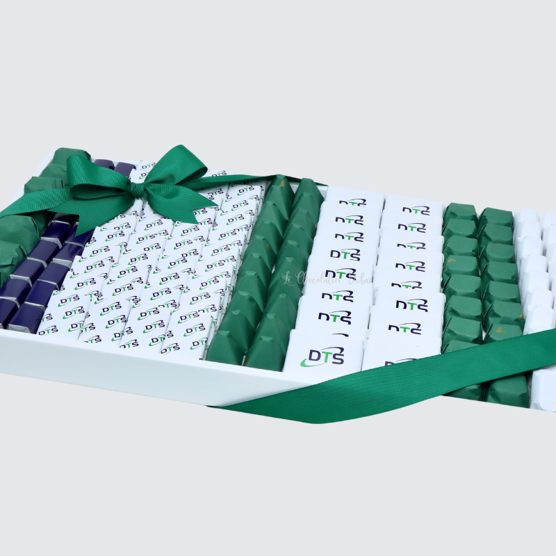 Corporate branded chocolate large leather tray