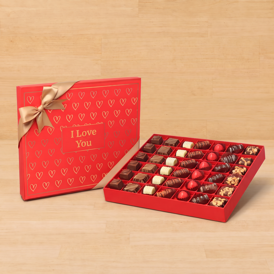 I Love You tiny hearts designed 42P premium chocolate gift box