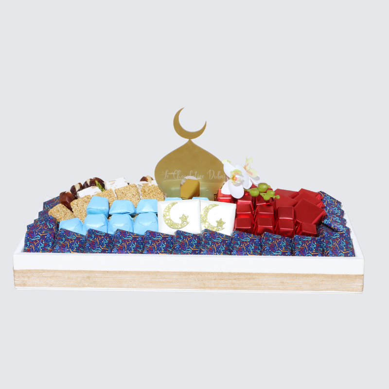 Ramadan Eid decorated chocolate & sweets medium leather tray