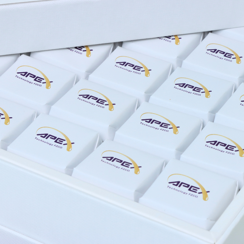 Set of 2 Corporate branded designed chocolate hard box with box top textured customized card