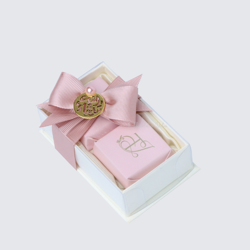 Set of 20 Wedding decorated chocolate view top box