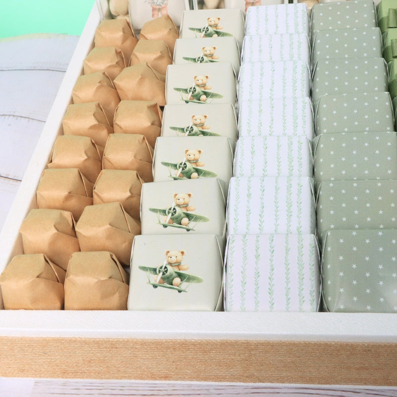 Baby sage green designed chocolate & giveaways large leather tray