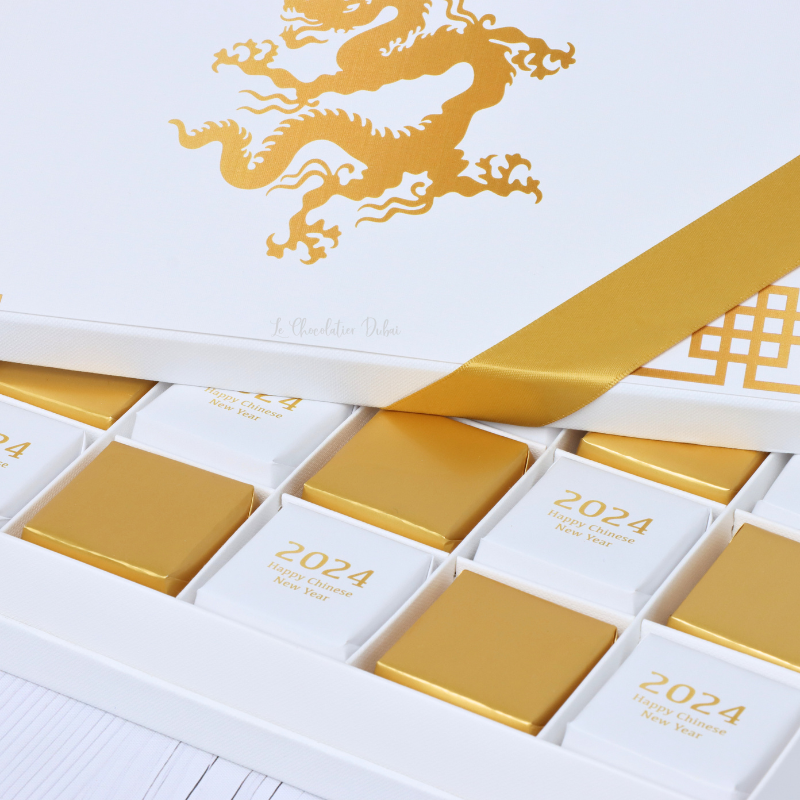 Chinese new year designed premium chocolate 20 piece hard box
