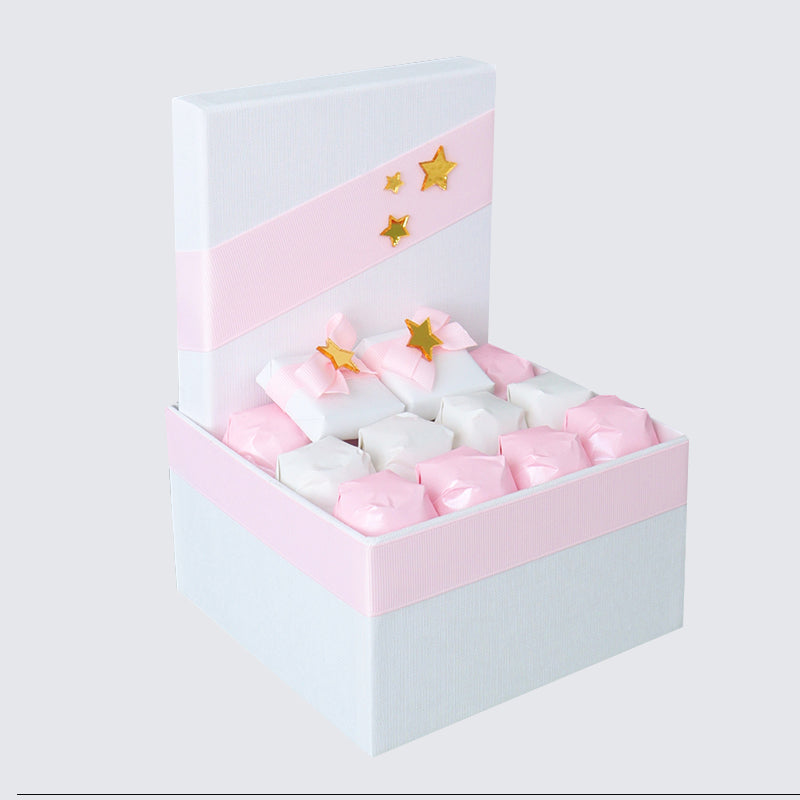 Baby girl acrylic gold star decorated chocolate small hamper