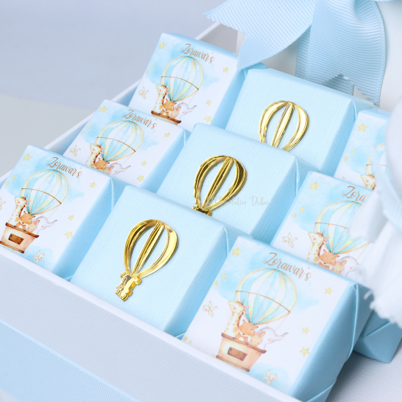 Baby boy air balloon theme chocolate & sweets extra large hamper