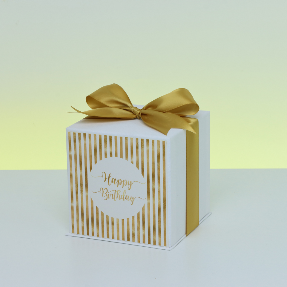 Gold stripe designed "happy birthday" premium chocolate hard box