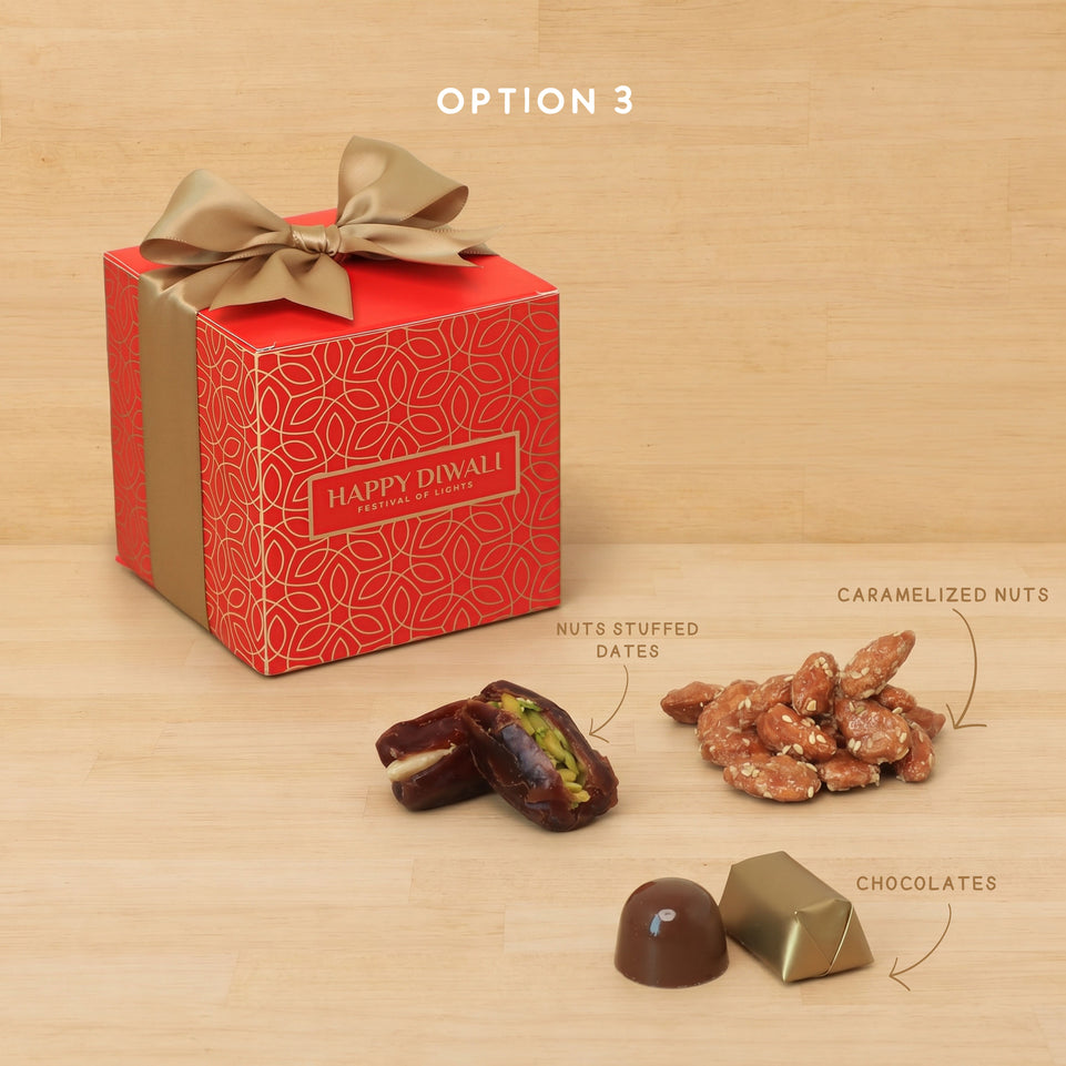 Set of 20 Happy Diwali festival of lights designed premium chocolate cube soft box