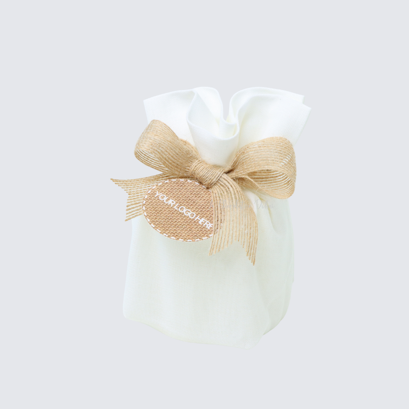 Set of 20 Rustic corporate customized candle linen bag