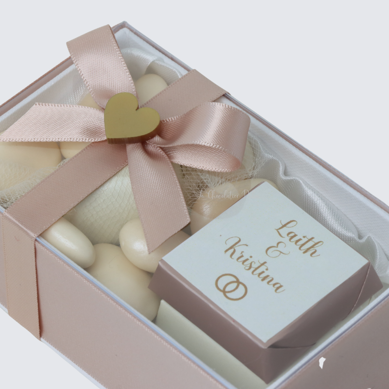 Set of 20 Wedding decorated chocolate & almond dragees box
