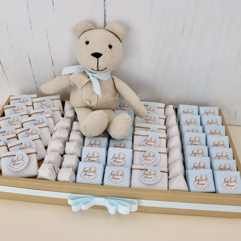 Baby personalized teddy theme chocolate tray