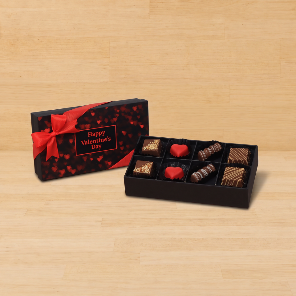 Set of 6 Happy Valentine's Day heart designed 8P premium chocolate gift box