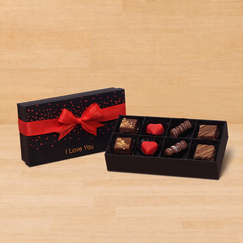 I Love You tiny hearts designed 8P premium chocolate gift box
