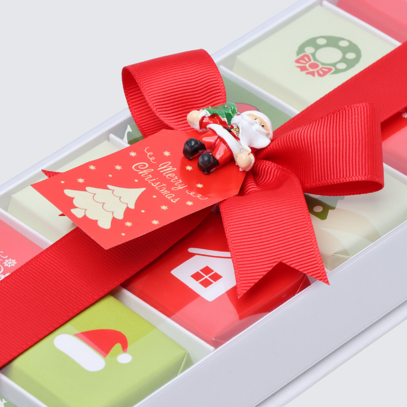 Christmas designed chocolate 12-piece view top hard box