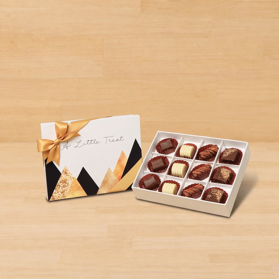 A little treat geometric designed 12 piece premium chocolate hard box