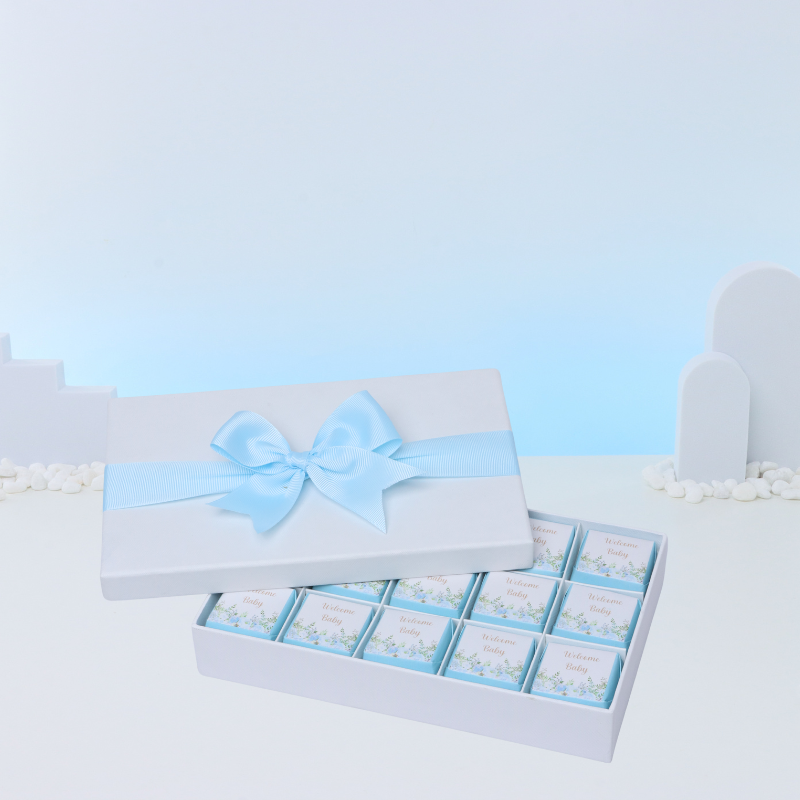 Baby boy flower designed 15-piece chocolate hard box