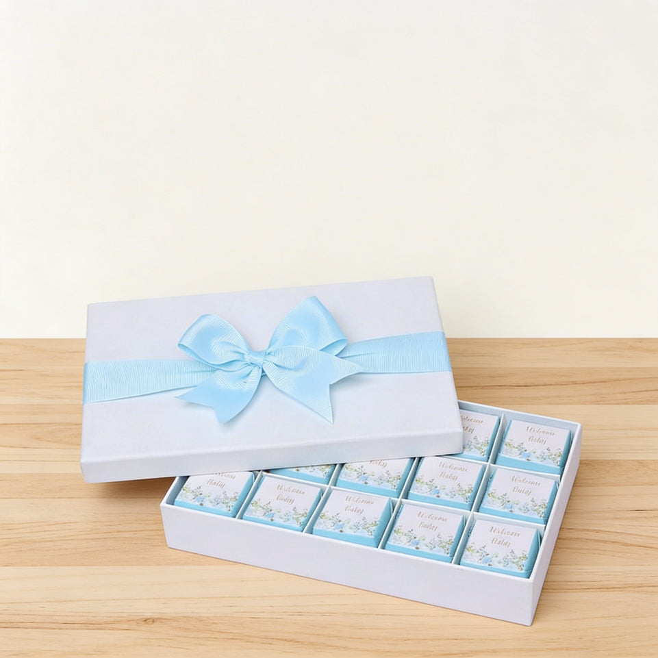 Baby boy flower designed 15-piece chocolate hard box