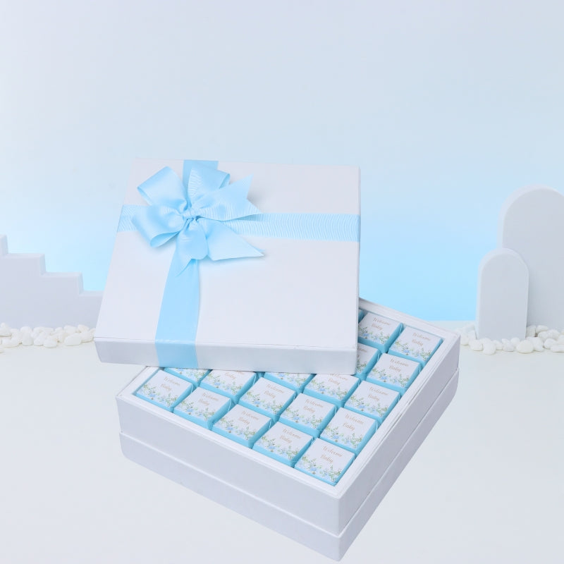 Baby boy "welcome baby" flower designed premium chocolate hard box