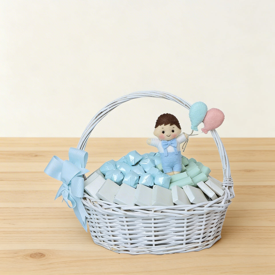 Baby boy decorated chocolate medium basket