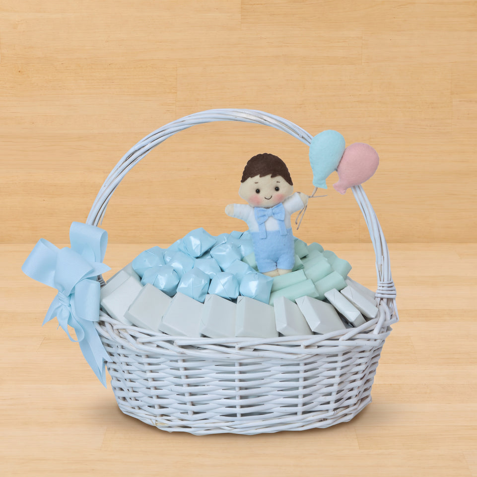 Baby boy decorated chocolate medium basket