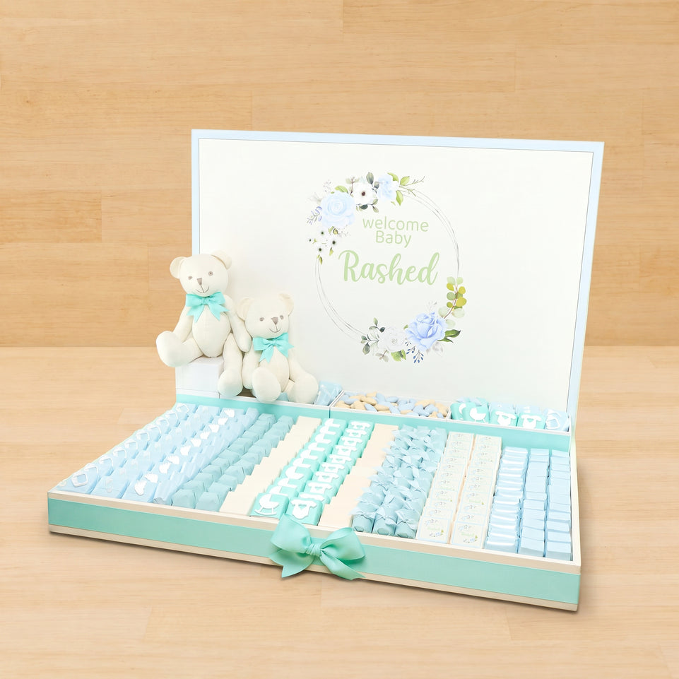 Baby boy personalized premium chocolate large wood tray