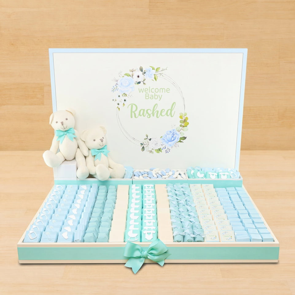 Baby boy personalized premium chocolate large wood tray