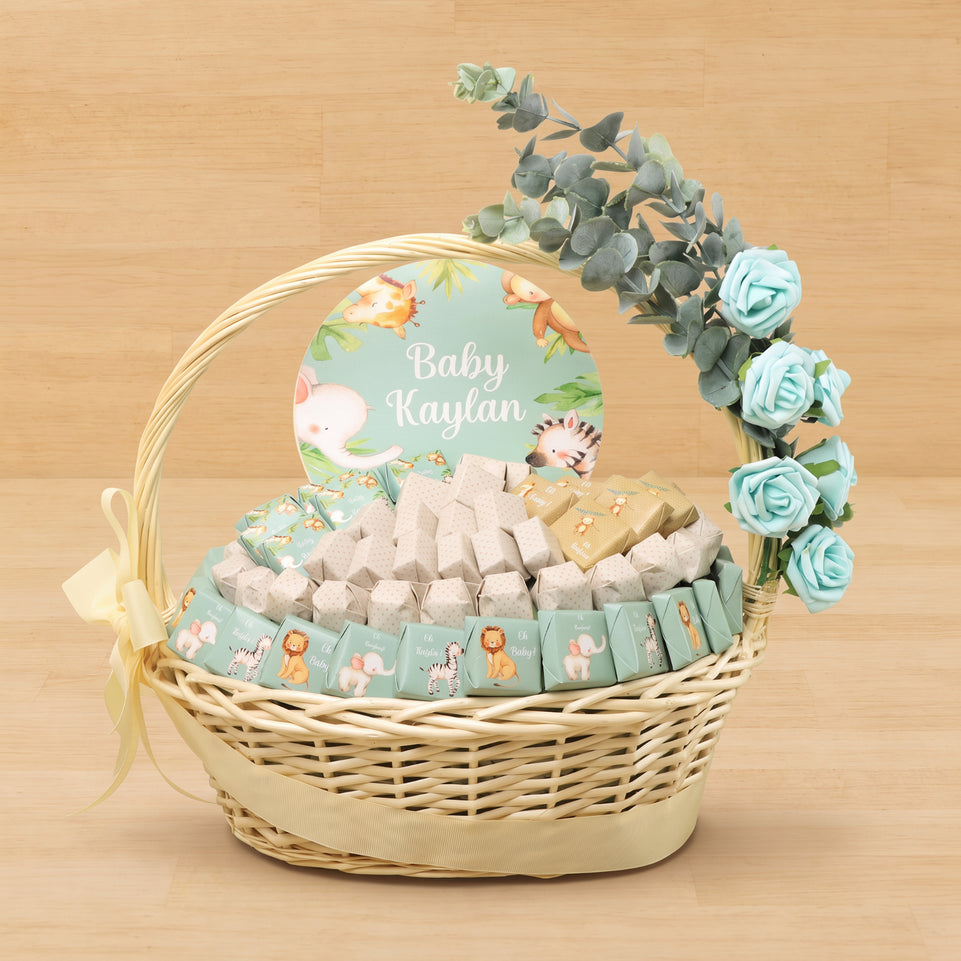 Baby safari animals design premium chocolate large basket