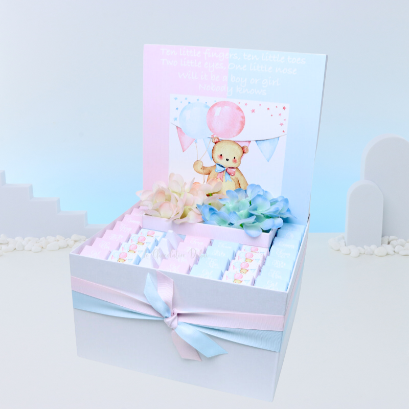 Baby gender reveal designed chocolate extra large hamper