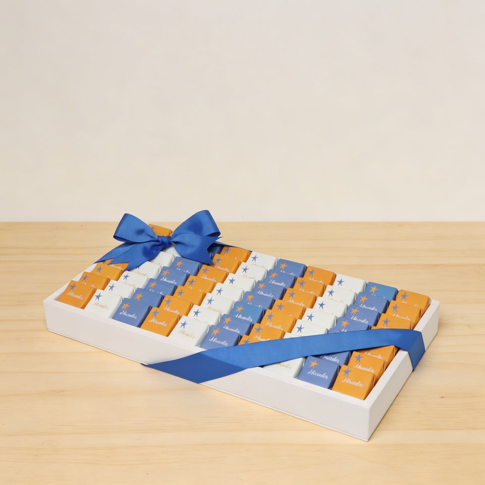 Baby boy star designed personalized chocolate medium leather tray