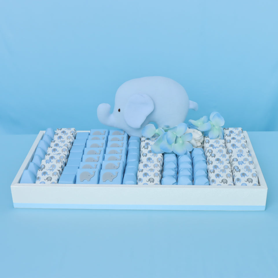 Baby Boy Elephant Theme Chocolate Medium Leather Tray