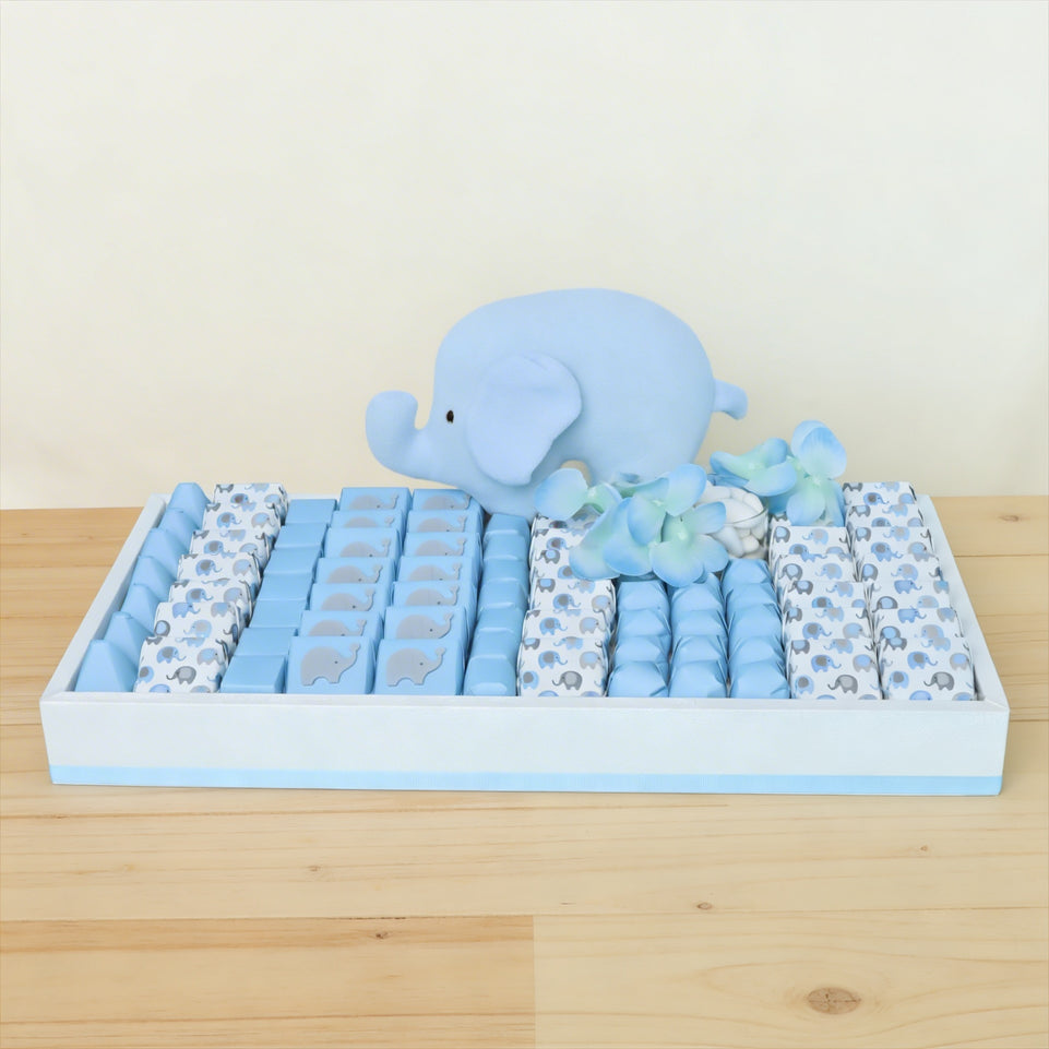 Baby Boy Elephant Theme Chocolate Medium Leather Tray
